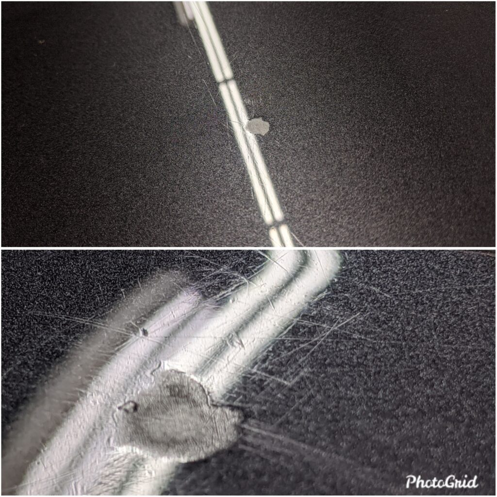 Bird dropping and contaminant etch damage on unprotected car paint
