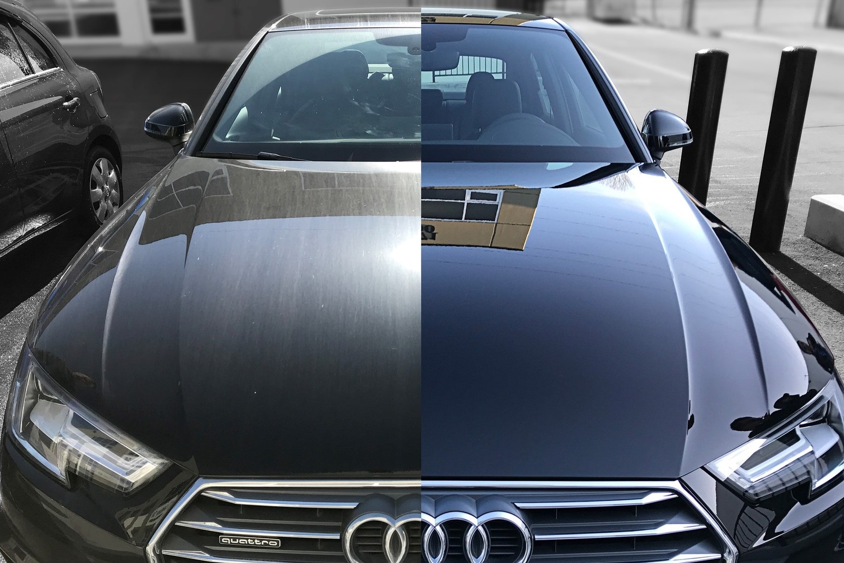 Before and after premium SB3 ceramic coating on Audi at Detail Sector
